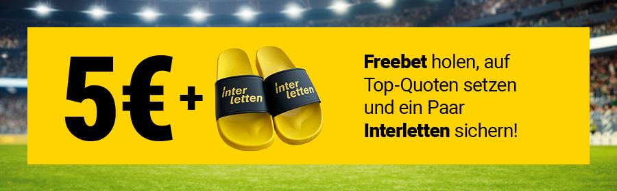 Hole dir jetzt deine 5€ Freebet und ein Paar interletten!