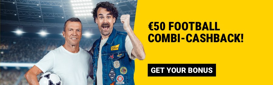 Get €50 football combination cashback!